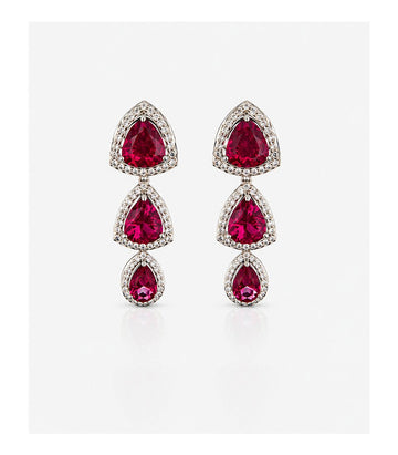 Pair Of Earrings With Red Gemstones