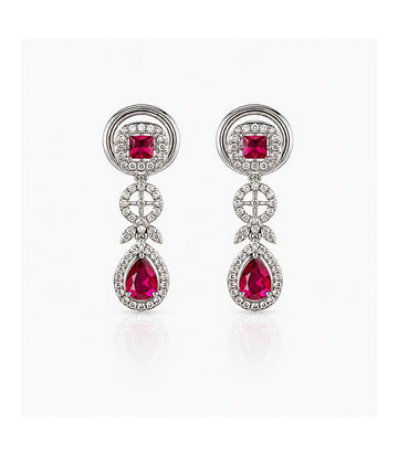 Elegant Diamond Earrings Featuring Radiant Pink Gemstones