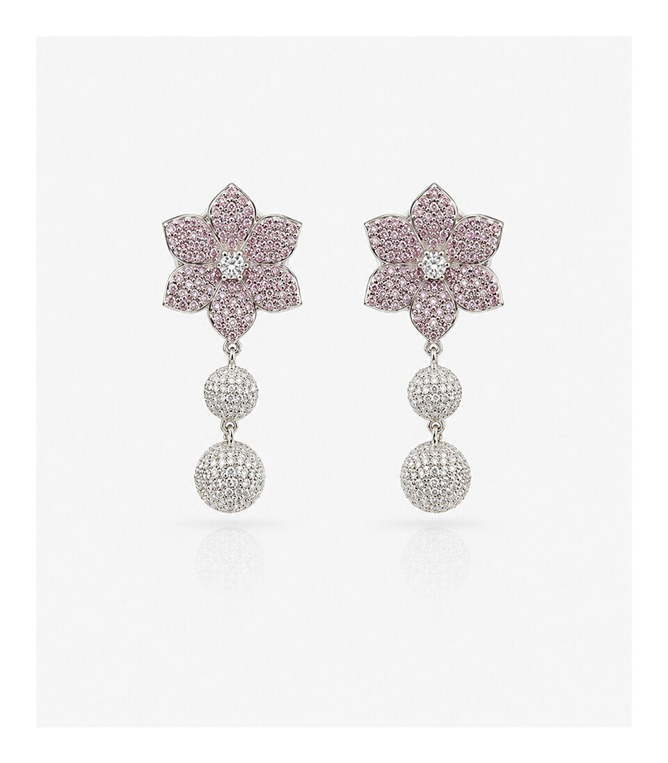 Delicate Diamond Floral Earrings Showcasing Elegant Blossom Design