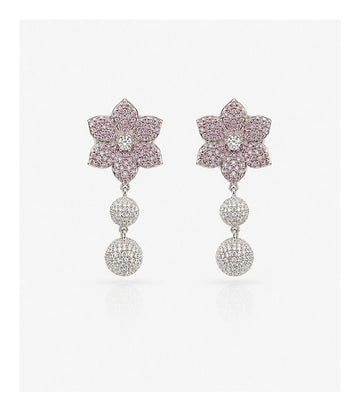 Delicate Diamond Floral Earrings Showcasing Elegant Blossom Design