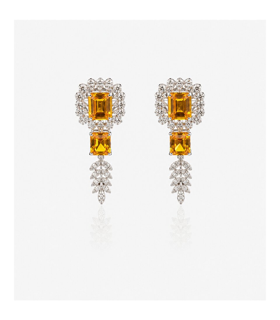 Pair Of Earrings With Yellow Gemstones
