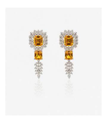 Pair Of Earrings With Yellow Gemstones