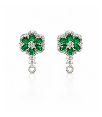Dazzling Diamond Earrings Highlighting Captivating Green Gemstones