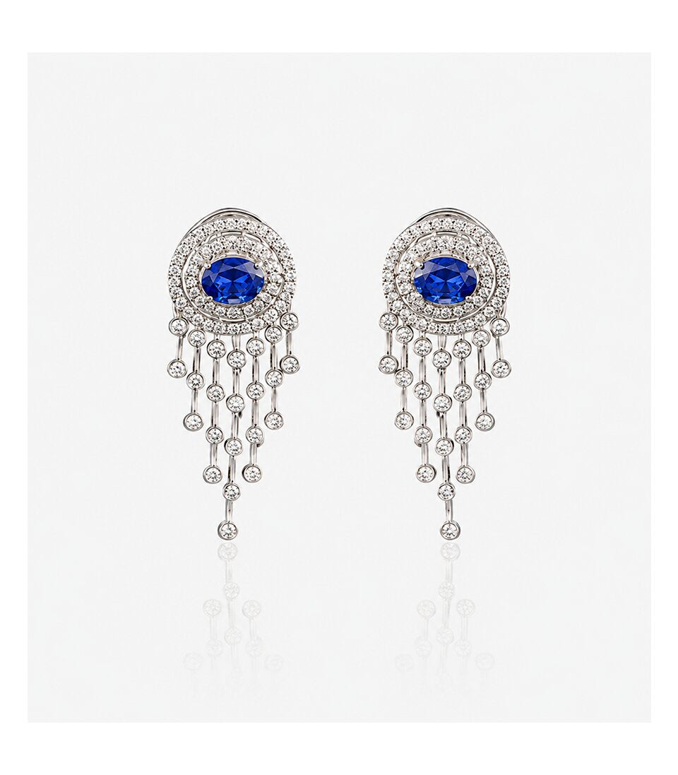 Stylish Silver Earrings Adorned with Brilliant Blue Gemstones