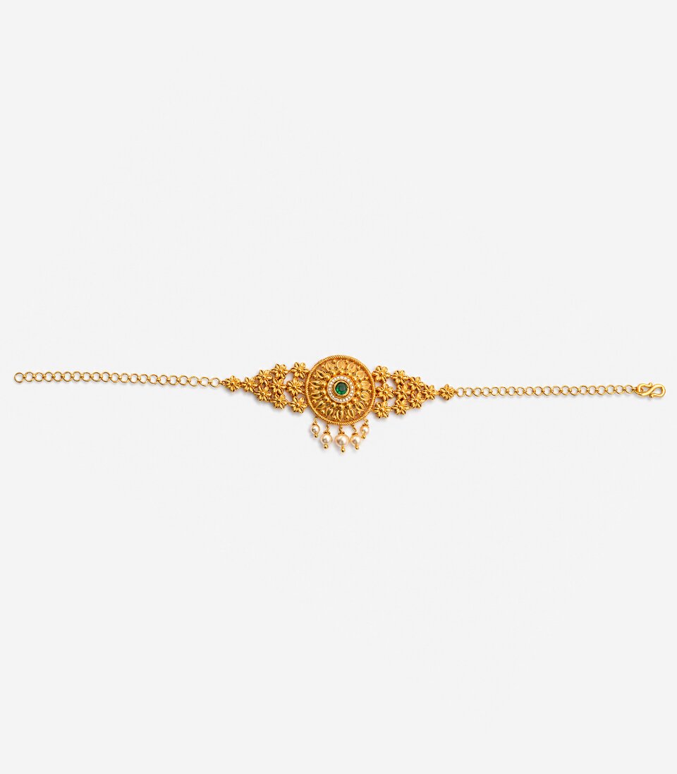 Gold Antique Floral Designer Armlet