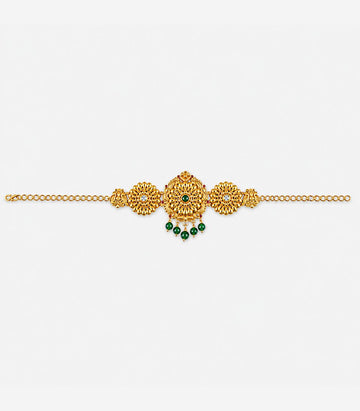 Gold Floral Medallion Green Stone Armlet
