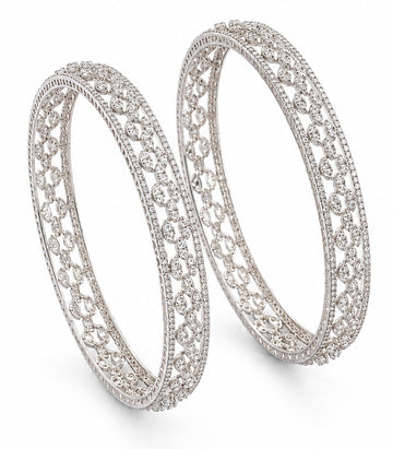 Intricate, Diamond Bangles Featuring Pave-Set Diamonds