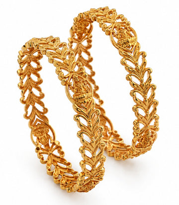 Bangles Featuring A Delicate, Openwork Leaf-And-Vine Pattern