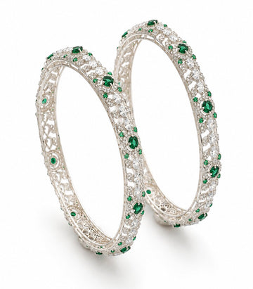 Ornate Diamond Filigree Bangles Featuring Vibrant
