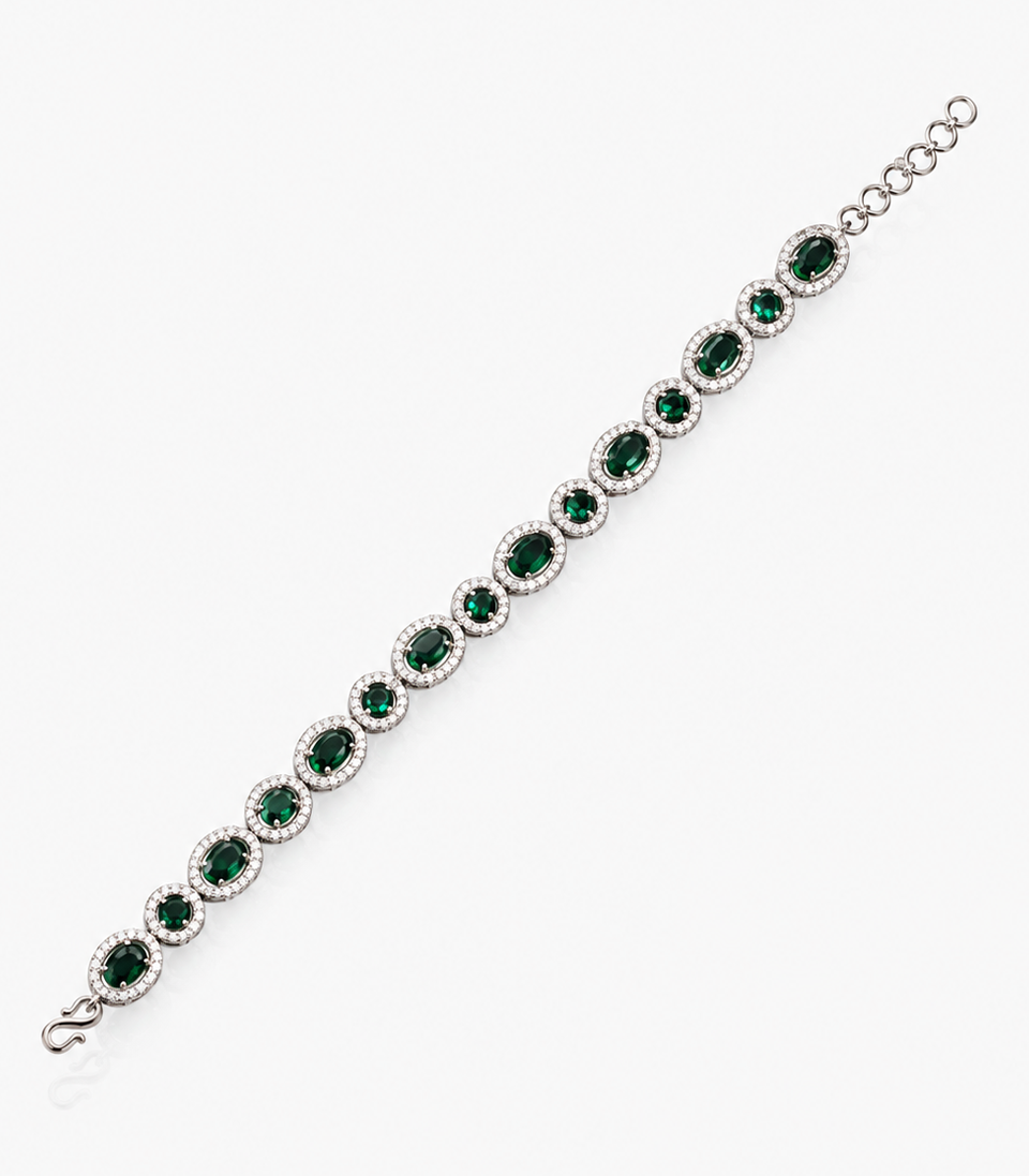 Exquisite White-Green Tennis Bracelet