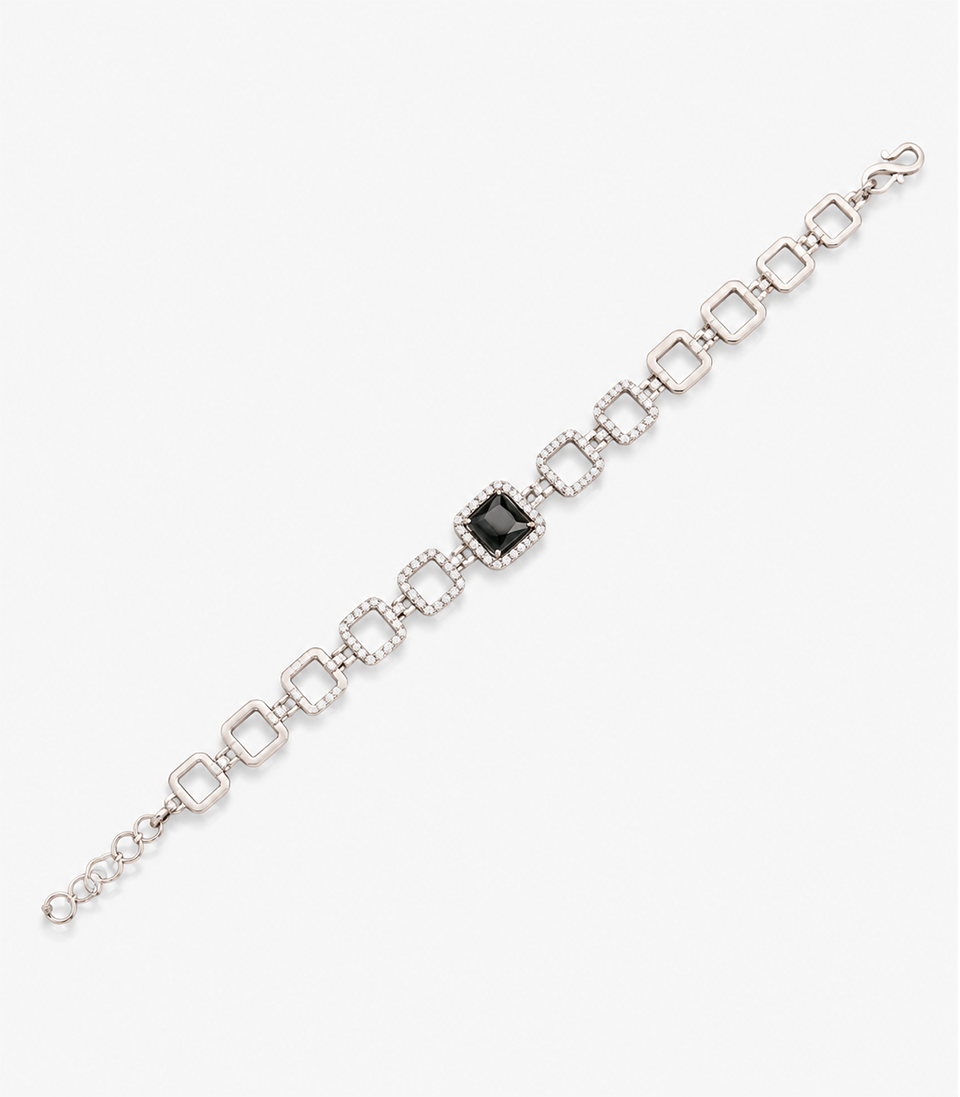 Classic Diamond Bracelet With Emerald-Green Stones