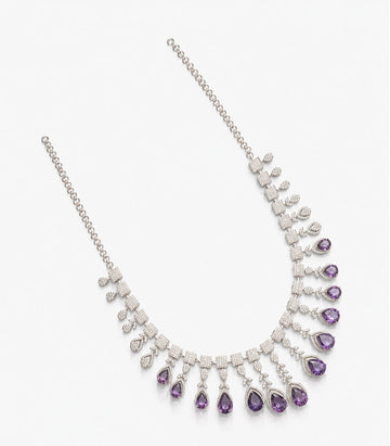 Necklace With Purple Teardrop-Shaped Stones