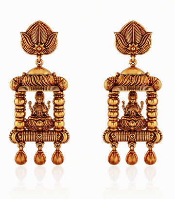 Pair Of Gold Earrings With Temple Style