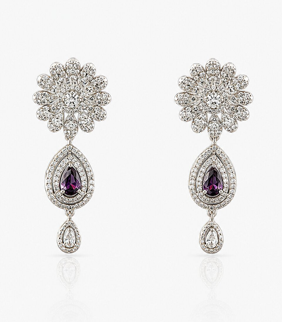 Royal Amethyst Glow Silver Earrings