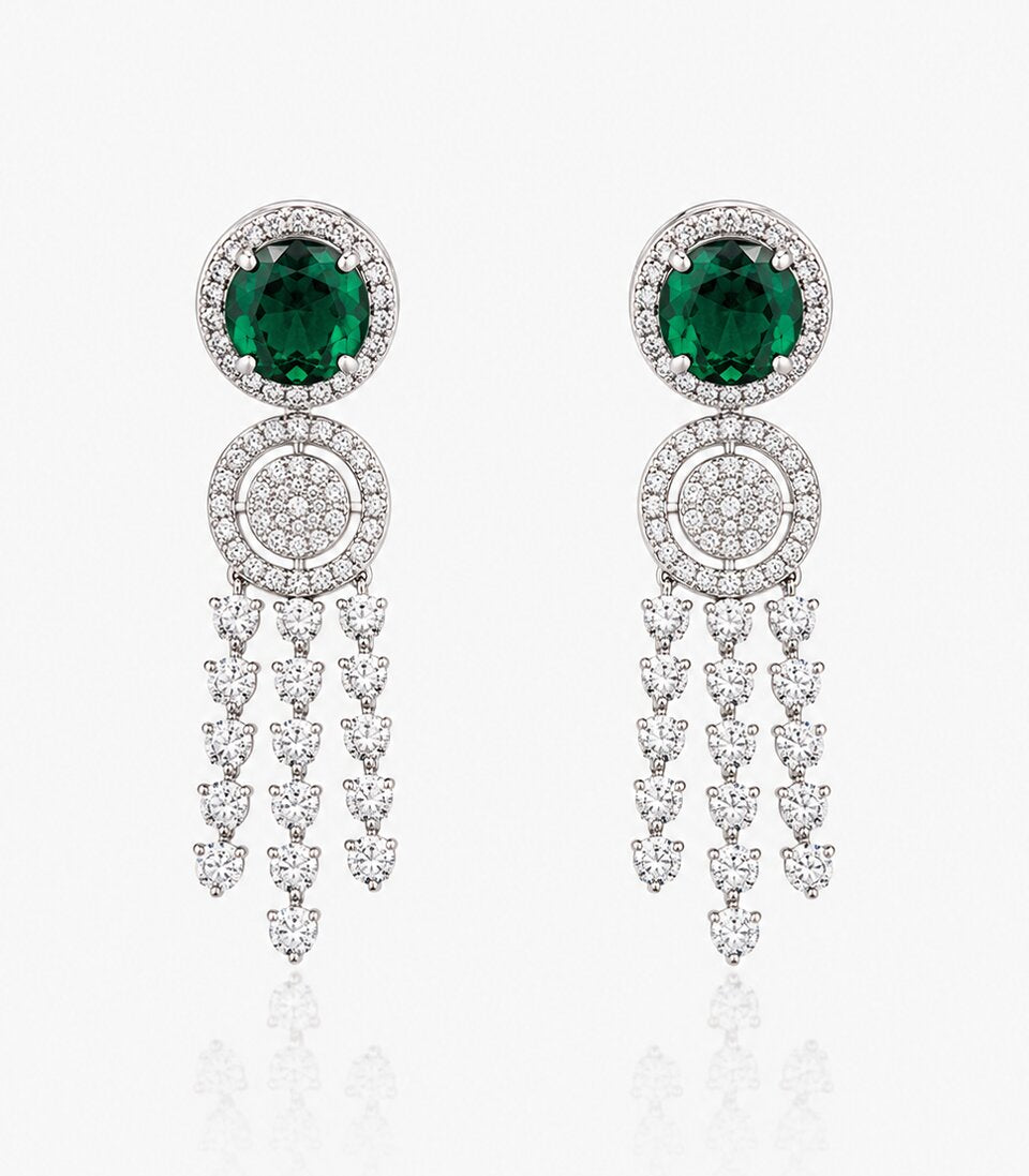 Pair Of Earrings With Green Gemstones