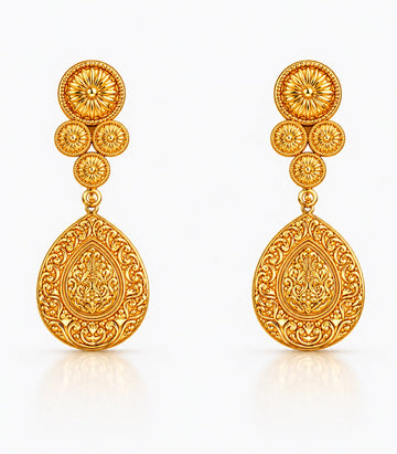 Gold Earrings With Golden Finishing