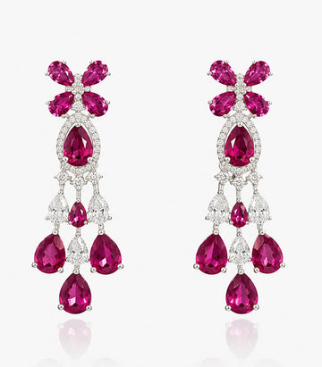 Pair Of Earrings with Pink Gemstones