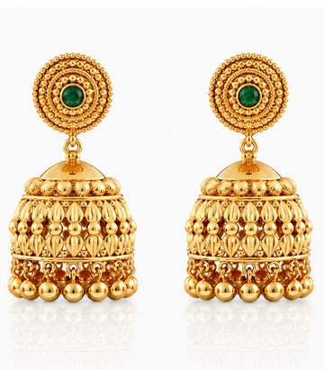 Gold Earrings With Green Gemstones
