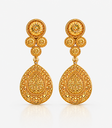 Gold Earrings With Circle Design