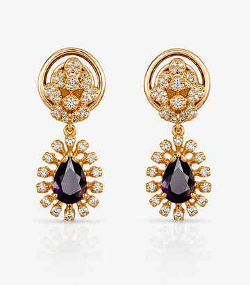 Gold Earrings With Purple Gemstones
