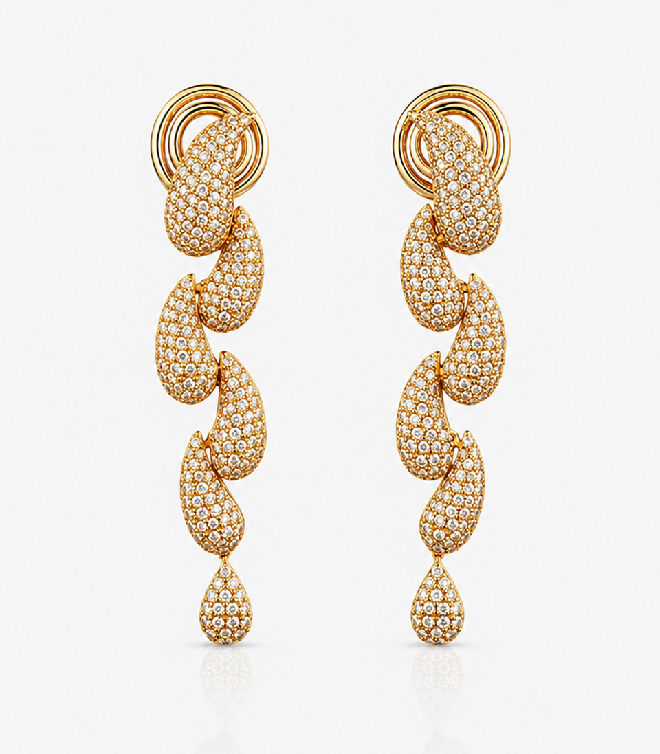Traditional Gold Earrings Showcasing Classic Mango Motif Design