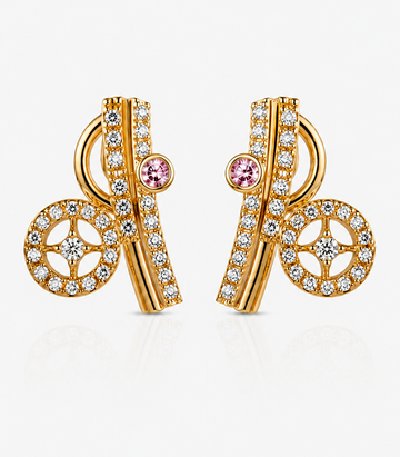 Elegant Gold Earrings Accented with Brilliant Diamond Stones