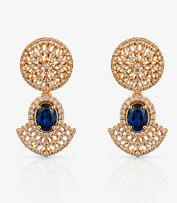 Gold And Blue Gemstone Earrings