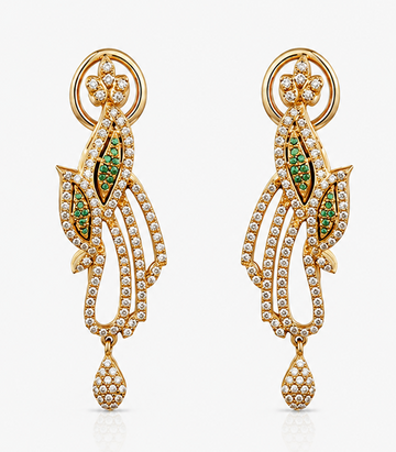 Pair Of Gold And Green Gemstone Earrings