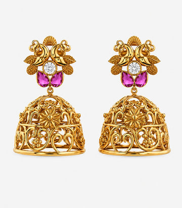 Floral Filigree Jhumka Earrings
