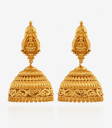 Gold Earrings With Lakshmi & Beats
