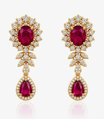 Pair Of Earrings With Red Gemstones