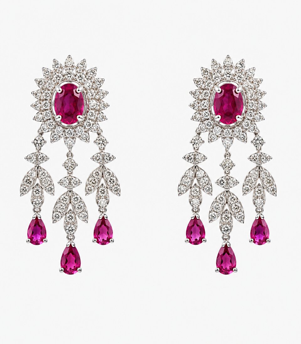 Diamond & Ruby Chandelier Earrings