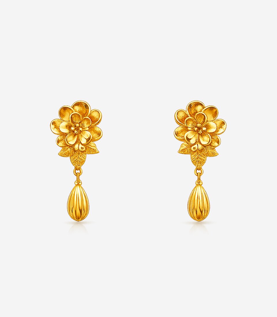 Floral Drop Stud Earrings