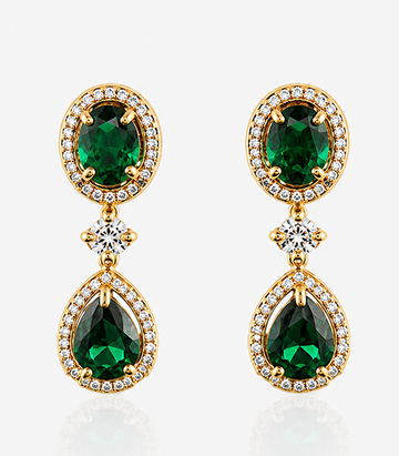 Pair Of Earrings With Green Gemstones