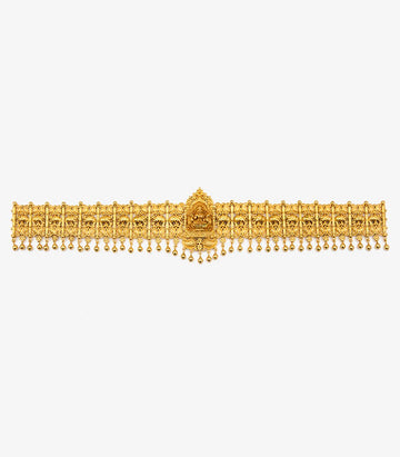 Gold Lakshmi Temple Vaddanam with Dangling Beads