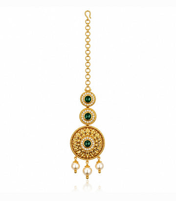 Emerald Temple Drop Maang Tikka
