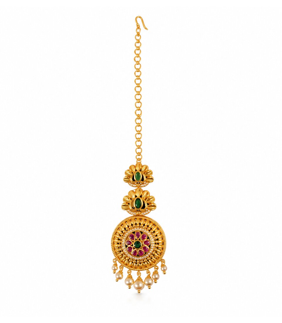 Ruby Floral Bridal Maang Tikka