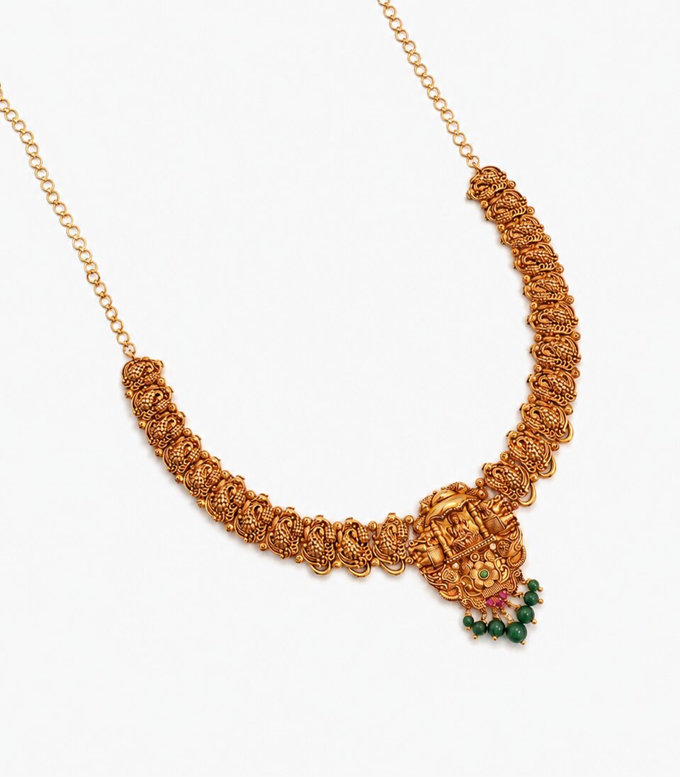 An Antique-Finish Gold Temple Necklace
