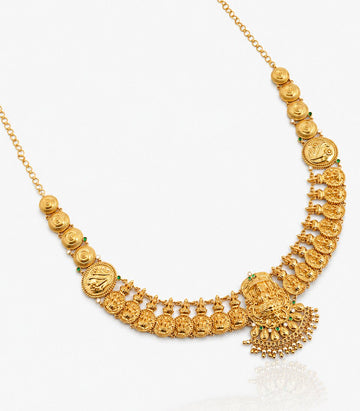 An Antique-Finish Gold Temple Necklace