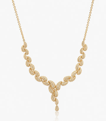 A Graceful Gold Necklace Composed Of A Series Of Diamond