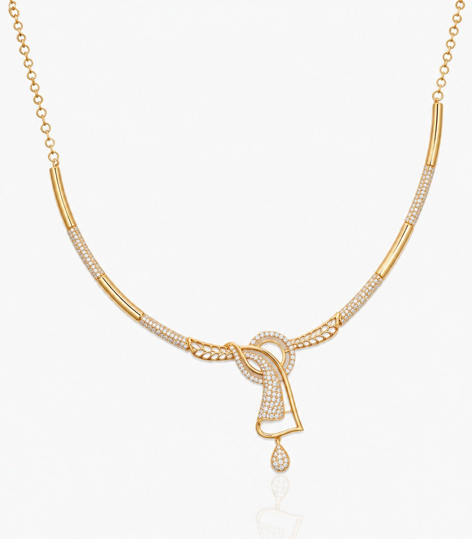A Sleek Gold Necklace Featuring A Minimalist Collar Design