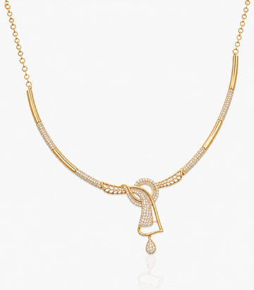 A Sleek Gold Necklace Featuring A Minimalist Collar Design
