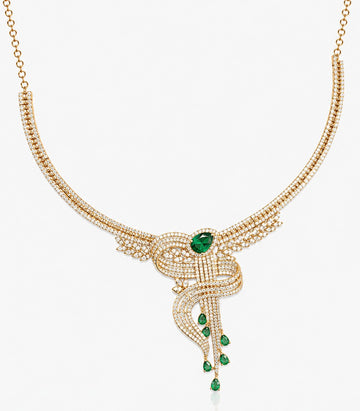 A Contemporary Gold Necklace Featuring Diamond-Encrusted