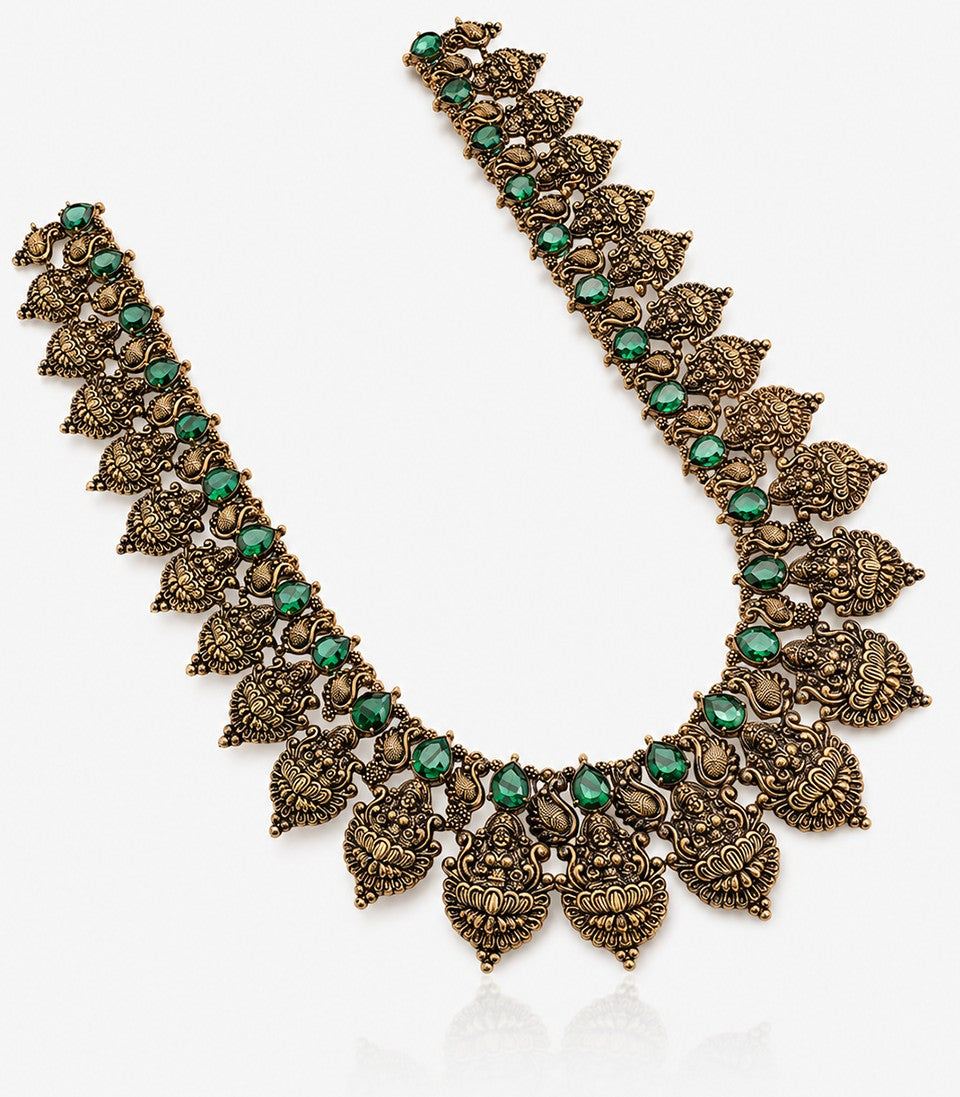 An antique-finish gold temple necklace