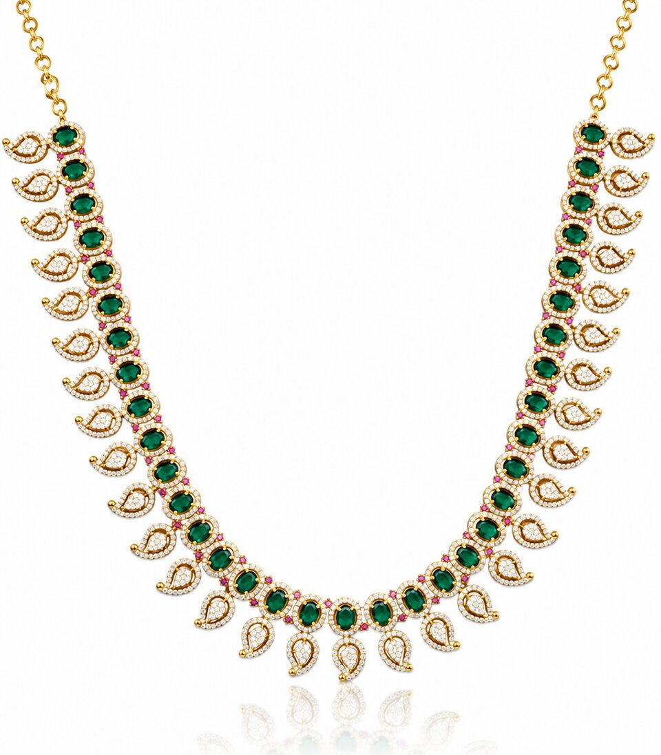 Emerald White Stone Necklace