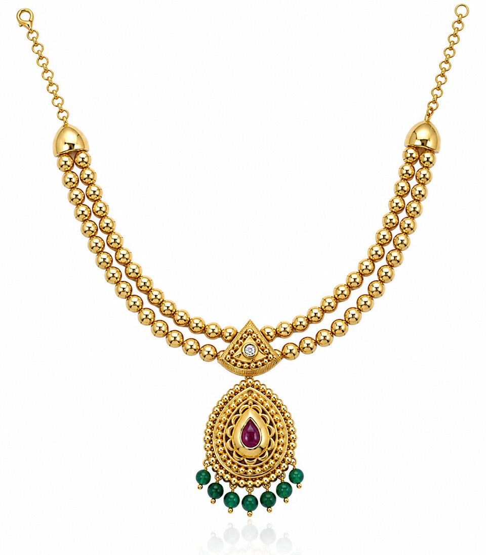 Delicate Green Gold Necklace