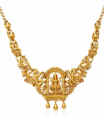 Peacock Temple Gold Pendant Necklace