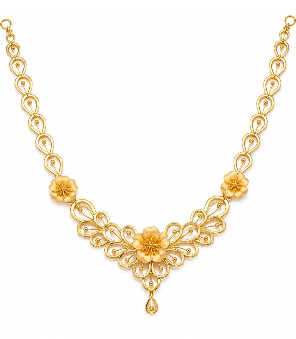Floral Cluster Gold Necklace