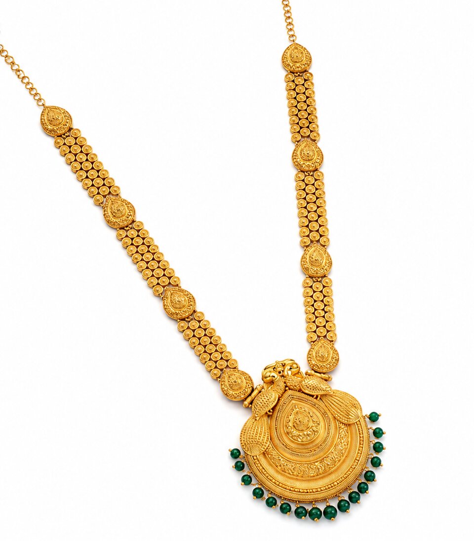 Gold Long Peacock Necklace