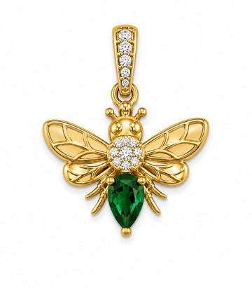 Emerald Bee Diamond Gold Pendant